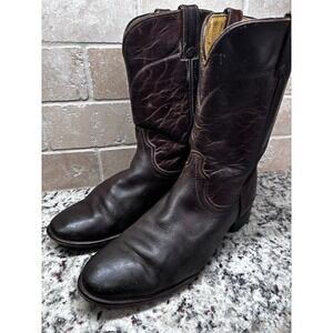 Vintage Laredo Women's Brown Leather  Cowboy Boots 9D Made In USA Rodeo Western